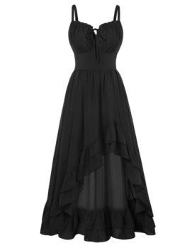 Renaissance Dress Corset Sundress Pirate Costume Women Black XXL