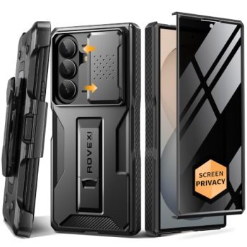 TONGATE for Z Fold 8 Ultra Case with Screen Protector & Belt Clip,Pri-Black