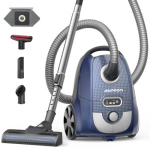 Aspiron Canister Vacuum, 1600W/40Kpa Canister Bagged Vacuum
