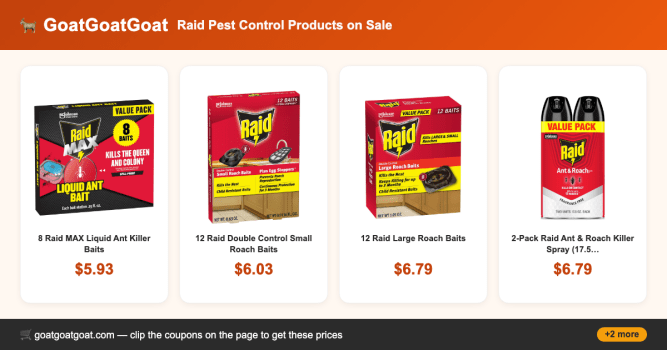 Raid Pest Control Products on Sale