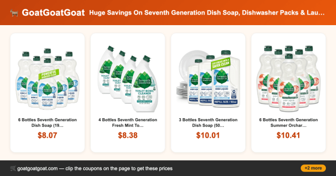 Huge Savings On Seventh Generation Dish Soap, Dishwasher Packs & Laundry Detergent!