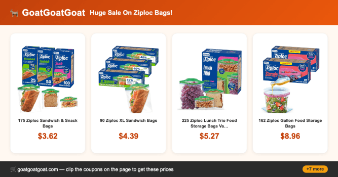 Huge Sale On Ziploc Bags!