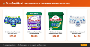 Dawn Powerwash & Cascade Dishwasher Pods On Sale
