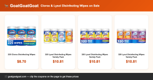 Clorox & Lysol Disinfecting Wipes on Sale
