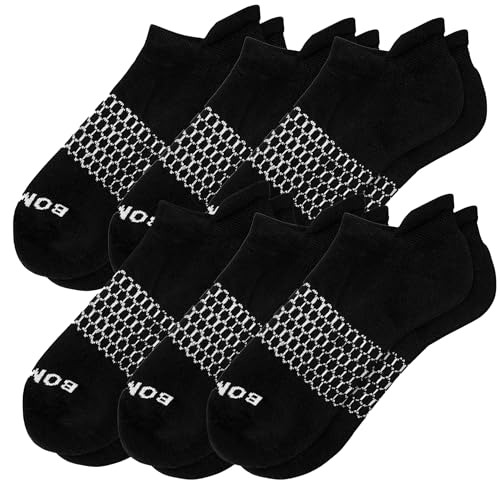 BOMBAS Men's Solids Ankle Large Socks, 6 Pairs Black An…