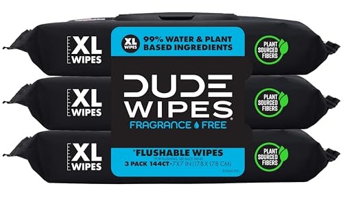 DUDE Wipes Unscented Adult Flushable Wet Wipes, Sensiti…