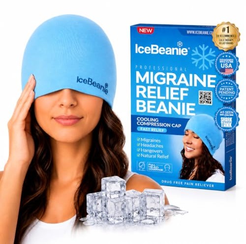 IceBeanie Migraine Relief Cap, Soft & Stretchy Gel Ice…