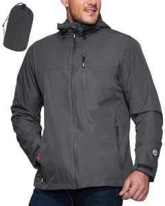 Outdoor Ventures Men’s Packable Rain Jacket Waterproof Lightweight Raincoat