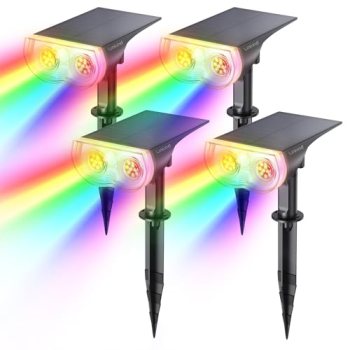Linkind Solar Lights Outdoor Waterproof LED Landscape Spotlight RGB 4 Pack