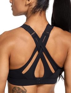 Yvette High Impact Adjustable Criss Cross Sports Bra,Black,M+
