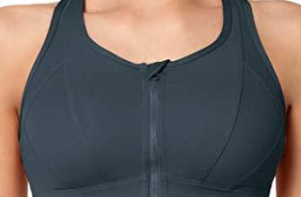 Yvette High Impact Zip Front Sports Bra for Women, Navy, 5XL+