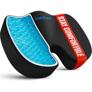 Gel Seat Cushion, Cooling Memory Foam Cushion for Office Chair, Black
