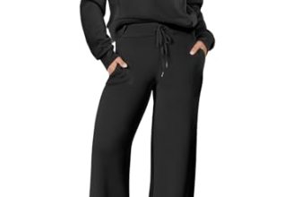 ANRABESS Women 2 Piece Set Sweatsuits Lounge Fall Outfits,Black,L