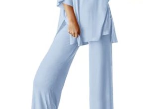 PRETTYGARDEN Two Piece Sets for Women Lounge Matching Set, Light Blue,XL