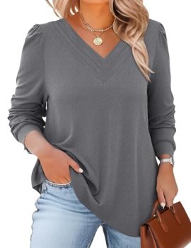 TFSDOD Womens Tops Women’s Plus Size Sweatshirt Smocked Tops Women 5X Long Sleev