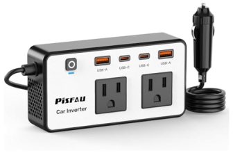 PiSFAU 300W Car Power Inverter DC 12V to 110V AC Car Plug Adapter Outlet