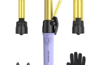 Rotating Automatic Curling Iron Set 3 Ceramic Barrels for Long Hair Waves