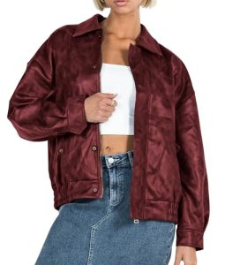 PRETTYGARDEN Women’s Faux Leather Motorcycle Jackets(Style2-Wine Red,XS)
