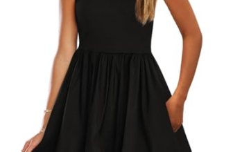 PRETTYGARDEN Womens Summer Bubble Sleeveless Mini Dress,Black,M