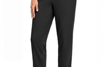 Women’s Travel Pants Ankle 7/8 Golf Pants 3 Pockets, 25.5″, Black, XL