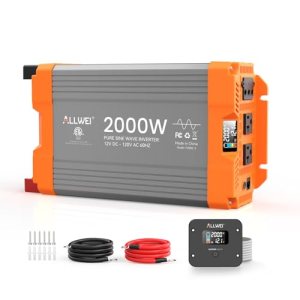 2000W Pure Sine Wave Power Inverter 12V DC to 120V AC, ETL Listed to UL 458
