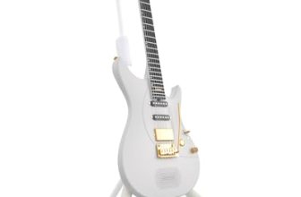 enya EGS1 Auto-Lock Guitar Stand, Heavy-Duty Steel, 33 lb Capacity, White