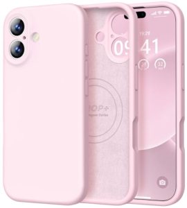 Vooii Magnetic for iPhone 17 Case 6.3″ Premium Silicone, Chalk Pink