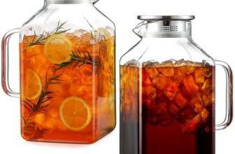 2 Pack 1 Gallon Square Glass Pitcher with Lid and Spout