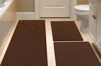 IM HOME Waffle Bath Mat Set 3 Piece Brown
