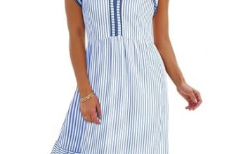 Dokotoo Womens Dresses V-Neck Cap Sleeve Empire Waist Dress Light Blue 2XL