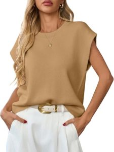 GREAIDEA Womens Sweater Vest Cap Sleeve Business Casual Tops Work Shirts