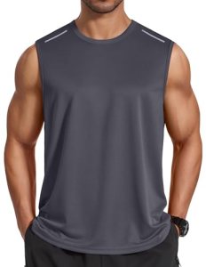 COOFANDY Mens Dark Grey Tank Top Mesh Athletic Sleeveless T Shirts Quick Dry Gym