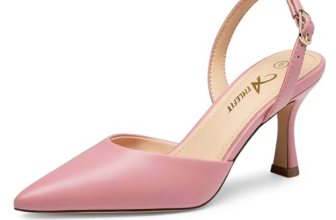 Athlefit Women’s Kitten Heels Closed Toe Pumps Shoes Pink Size 8.5
