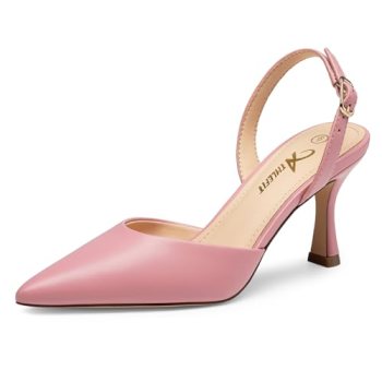 Athlefit Women’s Kitten Heels Closed Toe Pumps Shoes Pink Size 8.5