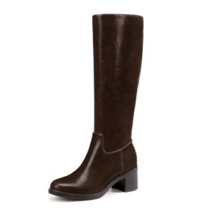 Athlefit Knee High Boots Women Round Toe Fall Boots Brown Suede Size 7.5