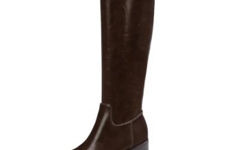 Athlefit Knee High Boots Women Round Toe Fall Boots Brown Suede Size 7.5