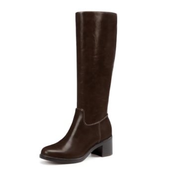 Athlefit Knee High Boots Women Round Toe Fall Boots Brown Suede Size 7.5