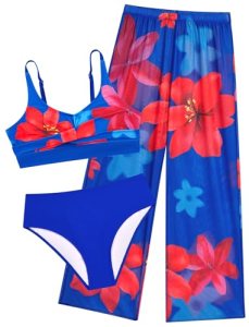 Seanrui Bathing Suits for Teens Girls Swimsuit Size 8-10 3 Piece Kids Swimwear w