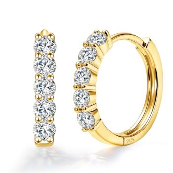 WES 925 Sterling Silver Hypoallergenic Moissanite Hoop Earrings