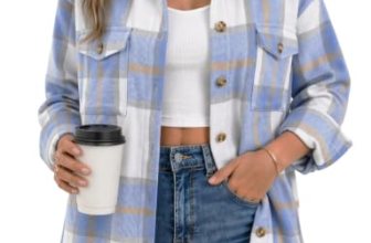 Zeagoo Flannel Jacket Women Plaid Button Down Shackets Long Sleeve