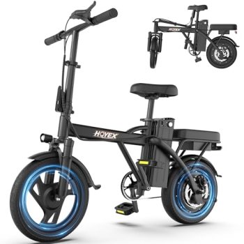 HQYEX Electric Bike for Adults 14″ Mini Foldable Ebike 48V 432Wh Battery