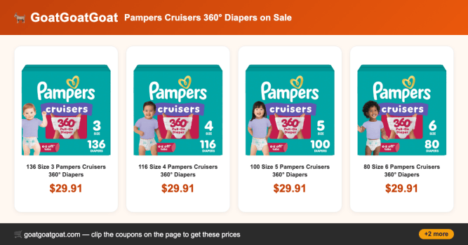 Pampers Cruisers 360° Diapers on Sale