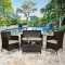 Gymax 8PCS Patio Rattan Outdoor Furniture Set w/ Cushioned Chair Loveseat Table