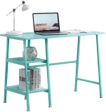 Computer Desk Study Writing Wooden Table with 2 Tier Storage Shelves on Left or Right for Home