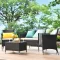 Gymax 8PCS Patio Rattan Outdoor Furniture Set w/ Cushioned Chair Loveseat Table