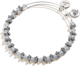 Alex and Ani Accents Holiday Bow and Cross Beaded Expandable Bangle for Women, Rafaelian Finish, 2 to 3.5 in