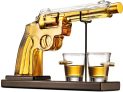 Pistol Gun Whiskey Decanter Liquor Bottle and Bullet Shot Glasses For $28 (down from $70)