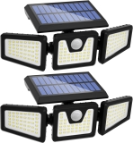 INCX Solar Outdoor Lights with Motion Sensor, 3 Heads Security Lights Solar Powered, 118 LED Flood Light Motion Detected Spotlight for Garage Yard Entryways Patio, IP65 Waterproof 2 Pack – $19.87