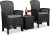 3 Piece SereneLife Patio Porch Furniture Sets-Wicker Chairs w/Soft Cushion & Glass Coffee Table $100 + Free Shipping