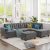 Modern 3 Piece Living Room Sectional Sofa Upholstery Couch Set with Reversible Chaise Lounge